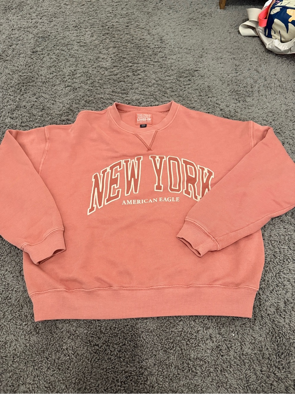 American Eagle Outfitters Coral Pink NEW YORK Crewneck Sweatshirt